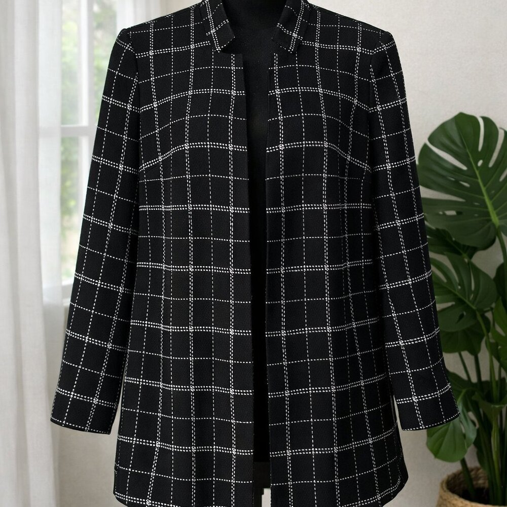 Kasper Plus Eleanor Women's  jacket black plaid size 14 P